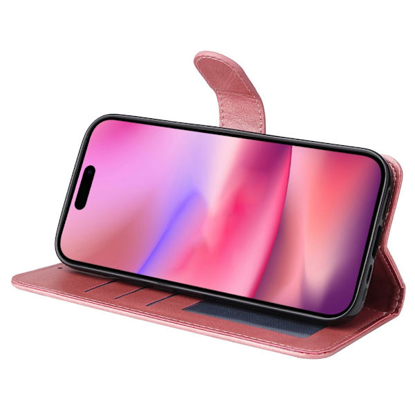 SKALO iPhone 16 PU-Läder Plånboksfodral - Fler färger Rosa