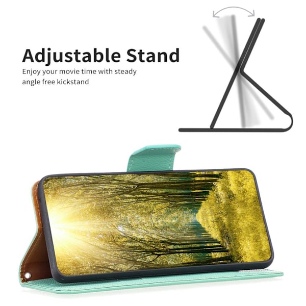 SKALO iPhone 15 Pro Max Litchi Flip Cover - Turkis Turquoise