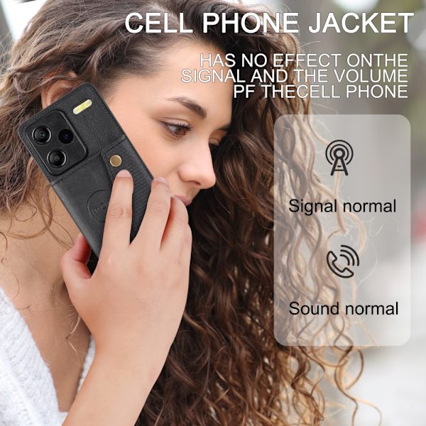 SKALO Xiaomi Redmi Note 13 Pro+ PU-læder Kortholder Cover - Sort Black