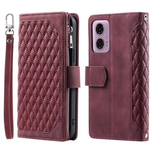 SKALO Motorola Moto G04 Big Wallet Quiltat Plånbok - Röd Röd