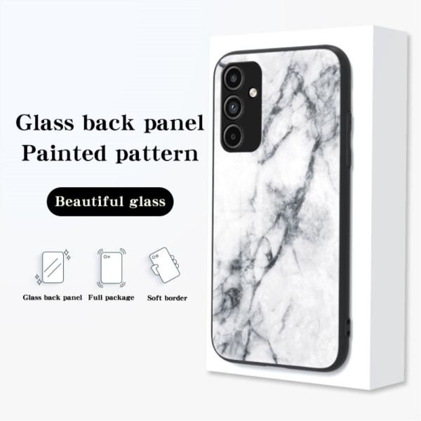 SKALO Samsung A15 4G Marmor Härdat Glas TPU-skal - Motiv 5 multifärg
