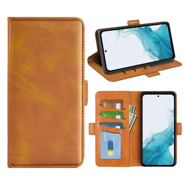 SKALO Samsung A54 5G Premium Plånboksfodral - Ljusbrun Ljusbrun