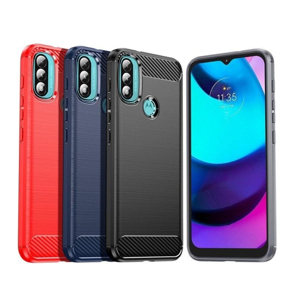 SKALO Moto E20/E30/E40 Armor Carbon Iskunkestävä TPU suojakuori - Valitse väri Black