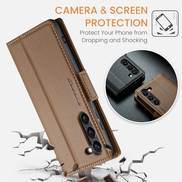 CaseMe Samsung S25 023 Series PU-Läder Flip Cover - Brun Brown