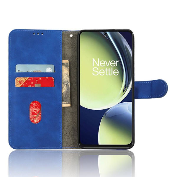 SKALO OnePlus Nord CE 3 Lite 5G Matt PU-Läder Plånboksfodral - Blå Blå
