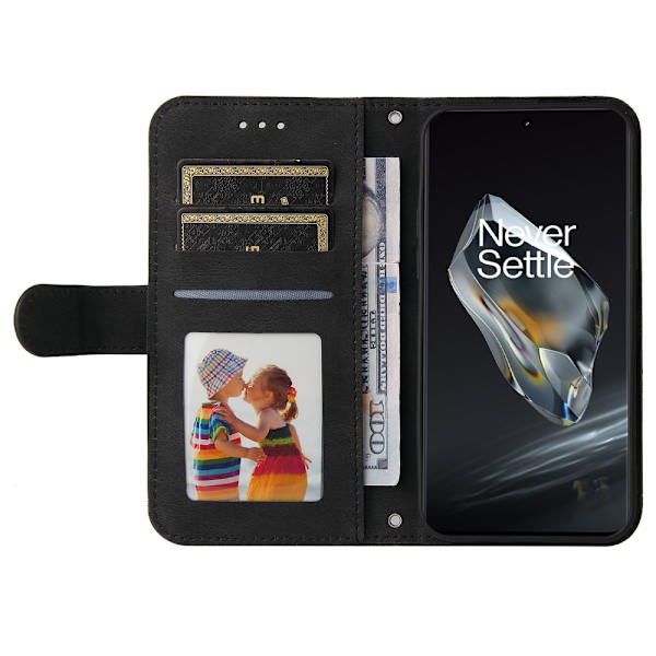 SKALO OnePlus 12R 5G Flip Cover m. pung i PU-læder - Sort Black