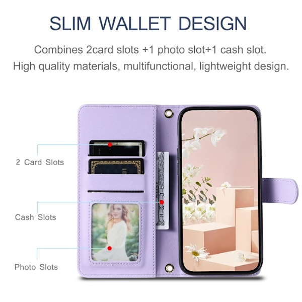 SKALO Samsung S25 Edge Quiltet Skulderrem Flip Cover - Lilla Purple