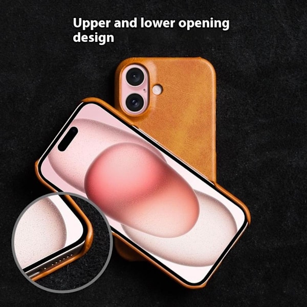 SKALO iPhone 16 PU-Läder Skal - Brun Brun