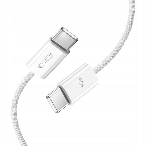 Tech-Protect UltraBoost Classic USB-C-kabel 60W 1m - Vit Vit