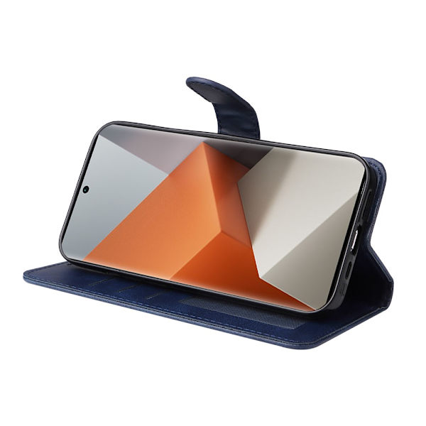 SKALO Xiaomi Redmi Note 13 Pro+ PU-nahkainen Lompakkokotelo - Valitse väri Blue