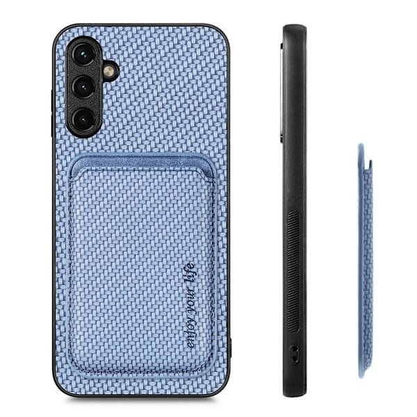 SKALO Samsung A54 5G Carbon Fiber Suojakuori korttipidikkeellä - Sininen Blue