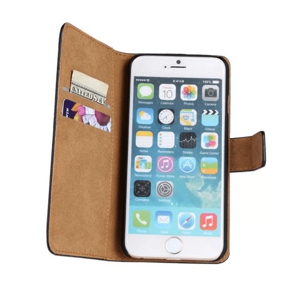 SKALO iPhone 6/6S Plus Plånboksfodral Äkta Skinn - Fler färger Brun