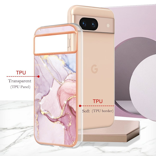SKALO Google Pixel 8a Marmor TPU-skal - Motiv 3 multifärg