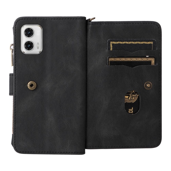 SKALO Motorola Moto G73 5G Big Wallet 17-lokeroa Lompakkokotelo - Musta Black