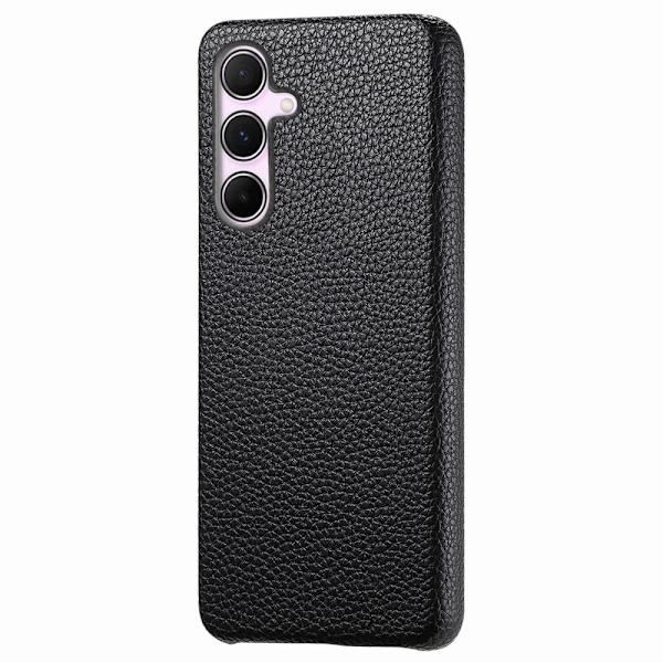 SKALO Samsung A55 5G PU-Läder Litchi Skal - Svart Svart
