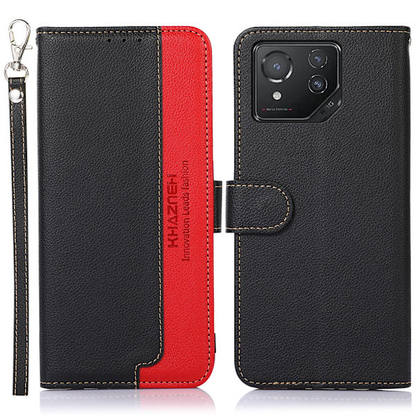 SKALO Asus ROG Phone 8 5G KHAZNEH Litchi Pungetui i PU-læder - Sort Black