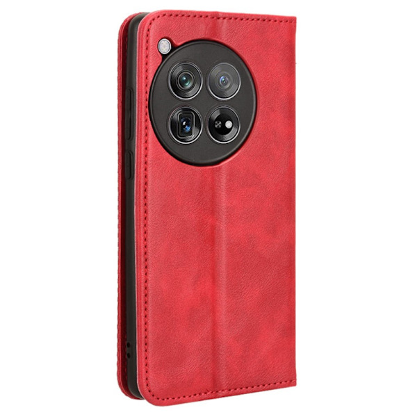 SKALO OnePlus 12R 5G Kohokuvioitu Premium lompakkokotelo - Punainen Red