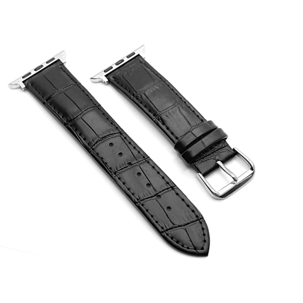 SKALO Läderarmband Krokodilmönster Apple Watch Series 4-6 40mm - Fler färger Svart
