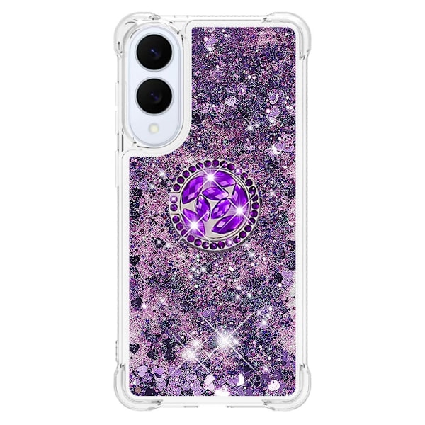 SKALO Samsung S25 Edge Kvicksand Glitter Ring Cover - Lilla Purple
