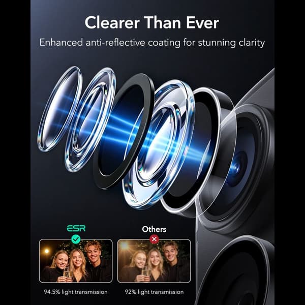 ESR Armorite Camera Protector Kamerabeskyttelse i Hærdet glas til iPhone 18 Pro - Transparent Transparent