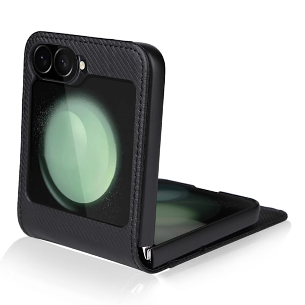 Samsung Z Flip6 SKALO PU-skal i læder med pung Sort Black