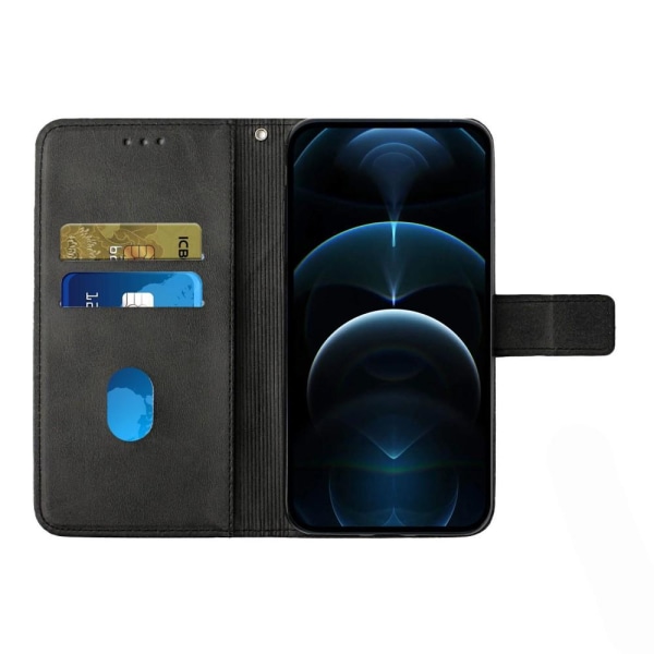 SKALO Samsung S22 Ultra Embossed Wallet Case i PU-læder - Sva Black