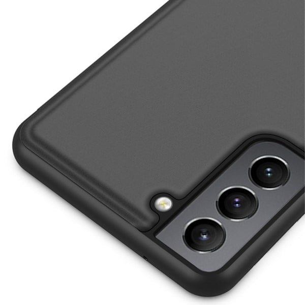 SKALO Samsung S22+ Clear View Mirror Lompakko - Musta - Valitse väri Black