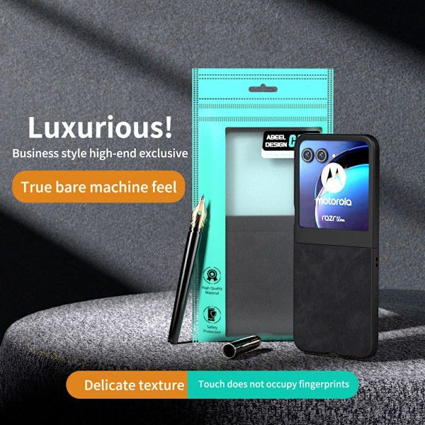 SKALO Motorola Razr 50 5G ABEEL PU læder Fold Cover - Sort Black