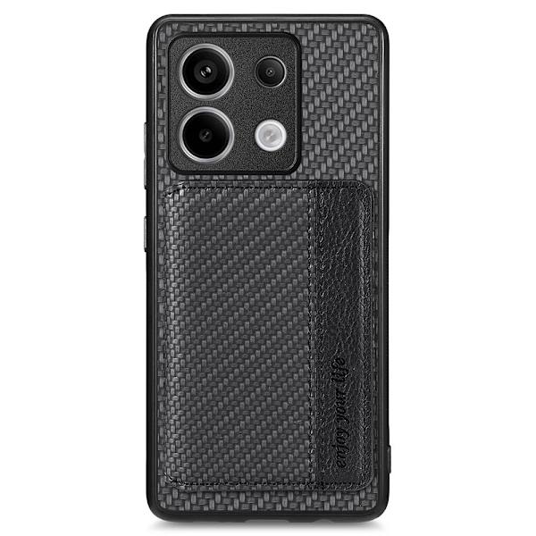 SKALO Xiaomi Redmi Note 13 Pro 5G Carbon Fiber Suojakuori korttipidike - Musta Black