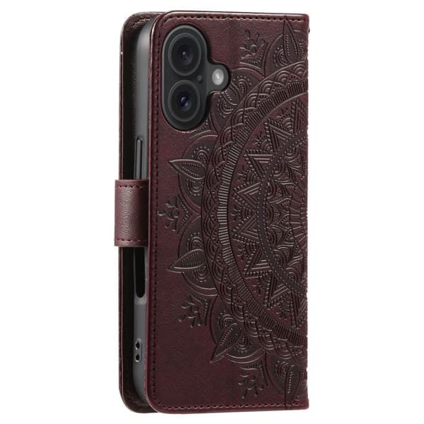 SKALO iPhone 16 Plus Mandala Plånboksfodral - Brun Brun