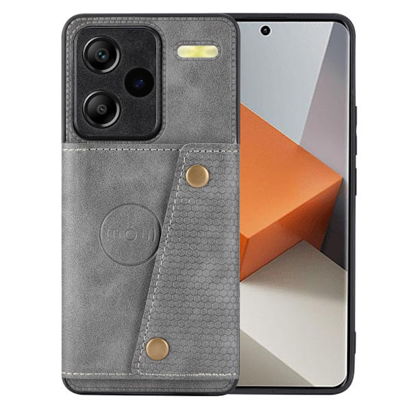 SKALO Xiaomi Redmi Note 13 Pro+ PU-nahkainen Korttikotelo - Harmaa Grey