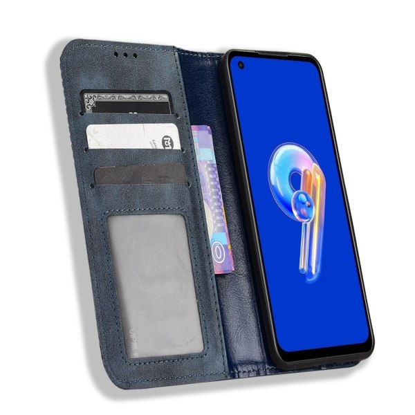 SKALO Asus Zenfone 9 5G Embossed Premium Plånboksfodral - Blå Blå