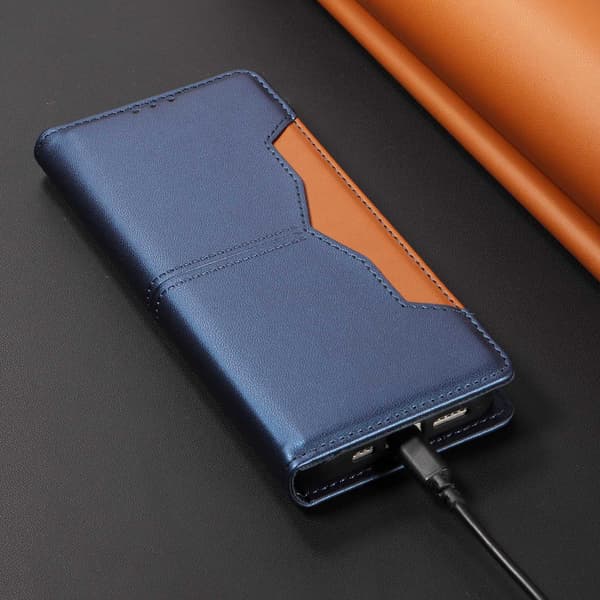 SKALO PU-Læder Flip Cover til iPhone 17 Pro Max - Blå Blue