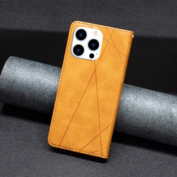 iPhone 15 Pro BINFEN COLOR Embossed Plånboksfodral - Gul Gul