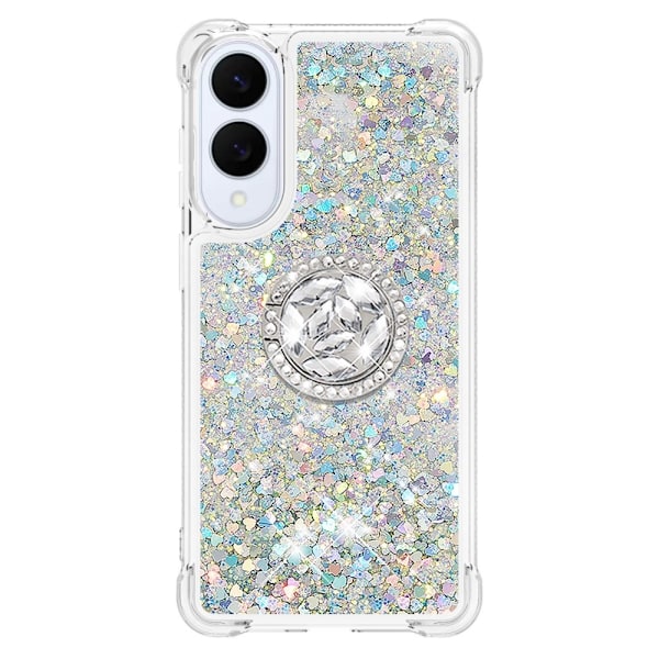 SKALO Samsung S25 Edge Kvicksand Glitter Ring Skal - Silver Silver