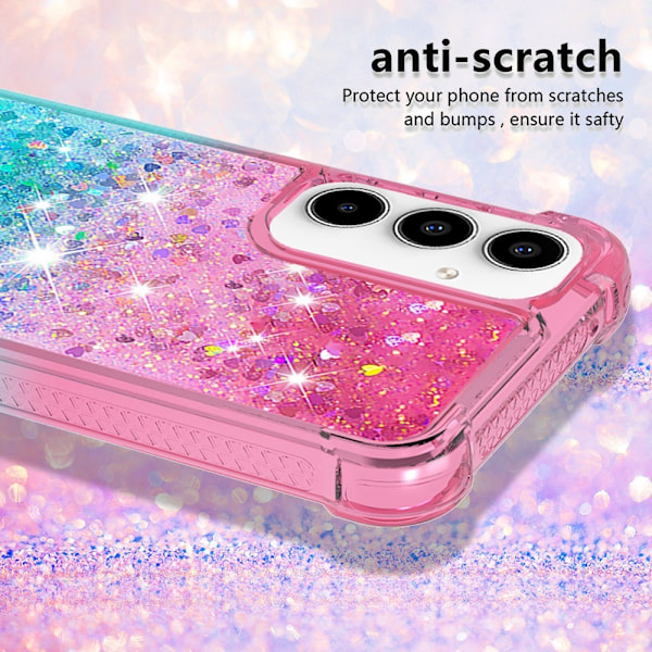 SKALO Samsung A36 5G Hiekka Glitteri Suojakuori - Pinkki-Turkoosi Multicolor