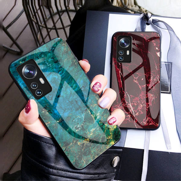 SKALO Xiaomi 12 Marmor Härdat Glas TPU-skal - Motiv 2 multifärg