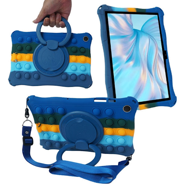 SKALO Samsung Tab A9 Stødresistent Armor Popit silikone Cover - Blå Blue