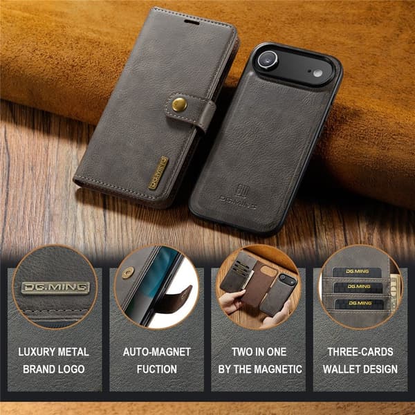 DG MING iPhone Air 2-i-1 Magnet Flip Cover - Grå Grey
