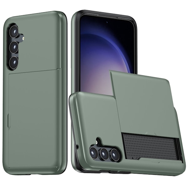 SKALO Samsung S25+ Armor Korthållare Skal - Grön Grön