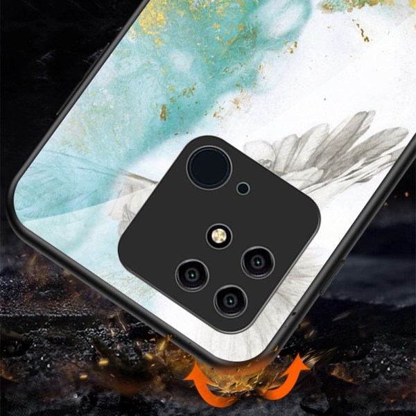 SKALO Xiaomi Redmi 10C Marmori karkaistu lasi TPU-suojakuori - #6 Multicolor