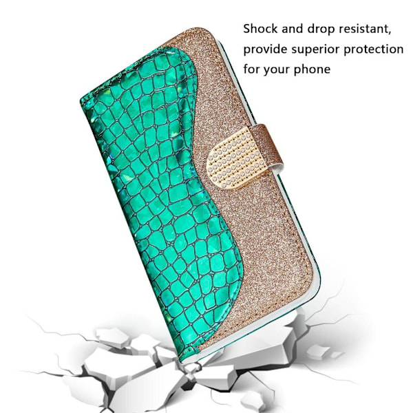 SKALO Samsung S22 Croco Glitter Plånboksfodral - Grön Green