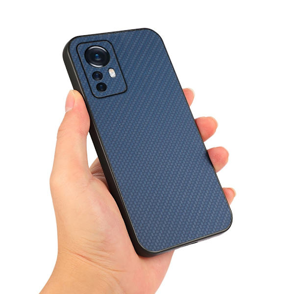 SKALO Xiaomi 12 Pro Carbon Fiber TPU cover - Blå Blue