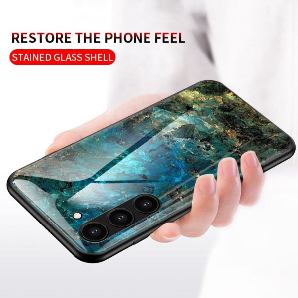 SKALO Samsung S23 Marmor Härdat Glas TPU-skal - Motiv 1 multifärg