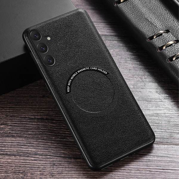SKALO Samsung A55 5G PU-Läder Hybrid Magnetring Skal - Svart Svart