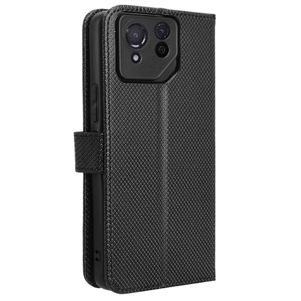 SKALO Asus ROG Phone 8 Pro 5G Premium Mini Rhombus Wallet Flip Cover - Sort Black