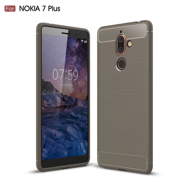 Iskunkestävä Armor Carbon TPU-kuori Nokia 7 Plus - enemmän värejä Black