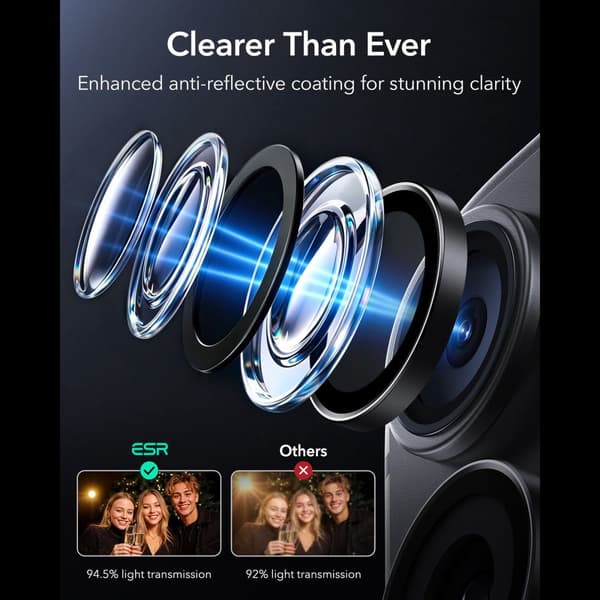 ESR Armorite Camera Protector Kamerabeskyttelse i Hærdet glas til iPhone 18 Pro Max - Sort Black