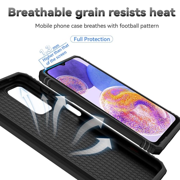 SKALO Samsung A23 5G Armor Hybrid Metal Ring Camera Slider - Sort Black