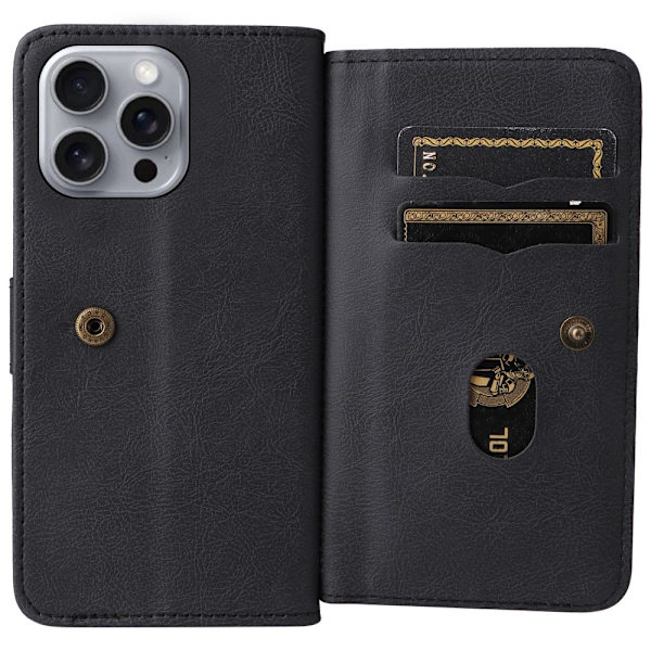 SKALO iPhone 16 Pro Max 10-RUM Flip Cover - Sort Black
